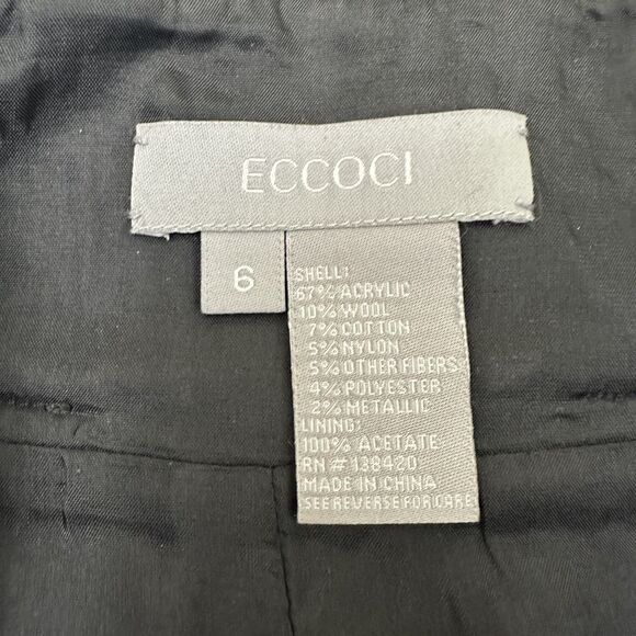 Eccoci Womens Green Black Tweed Double Slits Lined Knee-Length Pencil Skirt Sz 6 - Picture 8 of 10